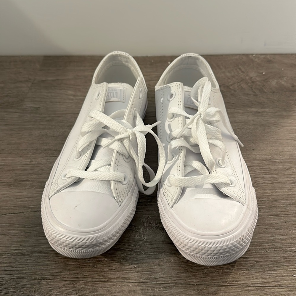 White Leather Converse All Star Chuck Taylor Low Top Sneakers